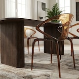 thumbnail of Set van 2 polycarbonaat stoelen, stevig, lichtgewicht, monobloc, eigentijds en verfijnd design, voor woonkamer, kantoren, interieur ASTRA/Bruin