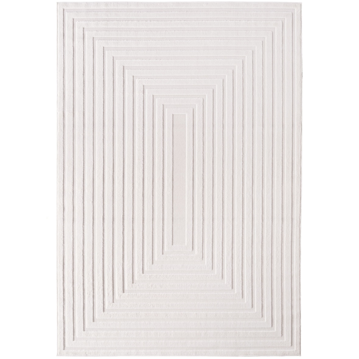 Teppich Balkon 3D-Effekt Pflegeleicht Waschbar Strapazierfähig Terrasse Küche Creme 280x370 cm OEKO-TEX Gekettelt – ORTLER von Kadima Design