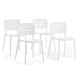 thumbnail of Set de 4 chaises en polypropylène empilables pour extérieur et jardin, bar et restaurant, structure robuste et légère – Dora – Blanc