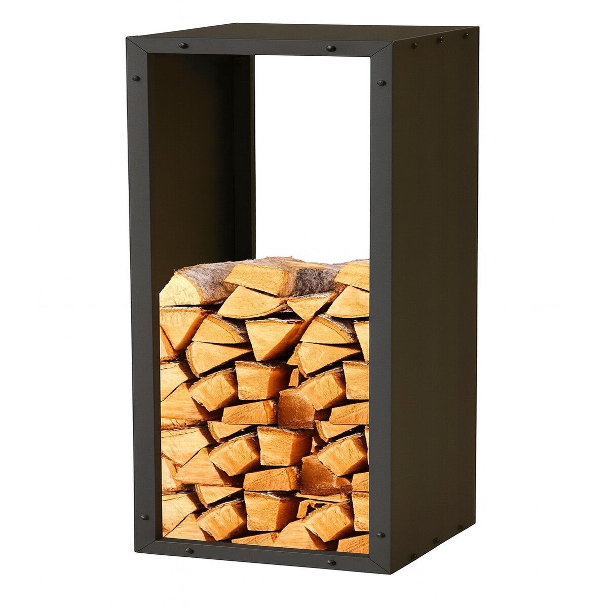 DanDiBo Kaminholzregal Innen Metall Schwarz 96600 Brennholzregal Holzaufbewahrung Kaminholzständer Feuerholzregal