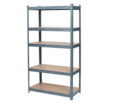 METRO Professional Scaffale per carichi pesanti, metallo/MDF, 180 x 90 x 45 cm, 5 ripiani, grigio / marrone