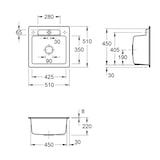 thumbnail of Villeroy&Boch Spülbecken, Küchenspüle Siluet 50 S Graphite 510x510mm, Unterschrankbreite 50cm