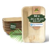 thumbnail of BIOZOYG 50 Stück Einweggeschirr 24x15cm, tief, Palmblatt-Teller rechteckig umweltfreundliche Einwegteller aus Palmenblättern, biologisch abbaubar