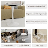 thumbnail of Couchtisch Rund Weiß 70x70x72 cm, Kunstmarmor Tischplatte, hochbeinige Konstruktion, minimalistisches Design, vielseitig als Beistelltisch