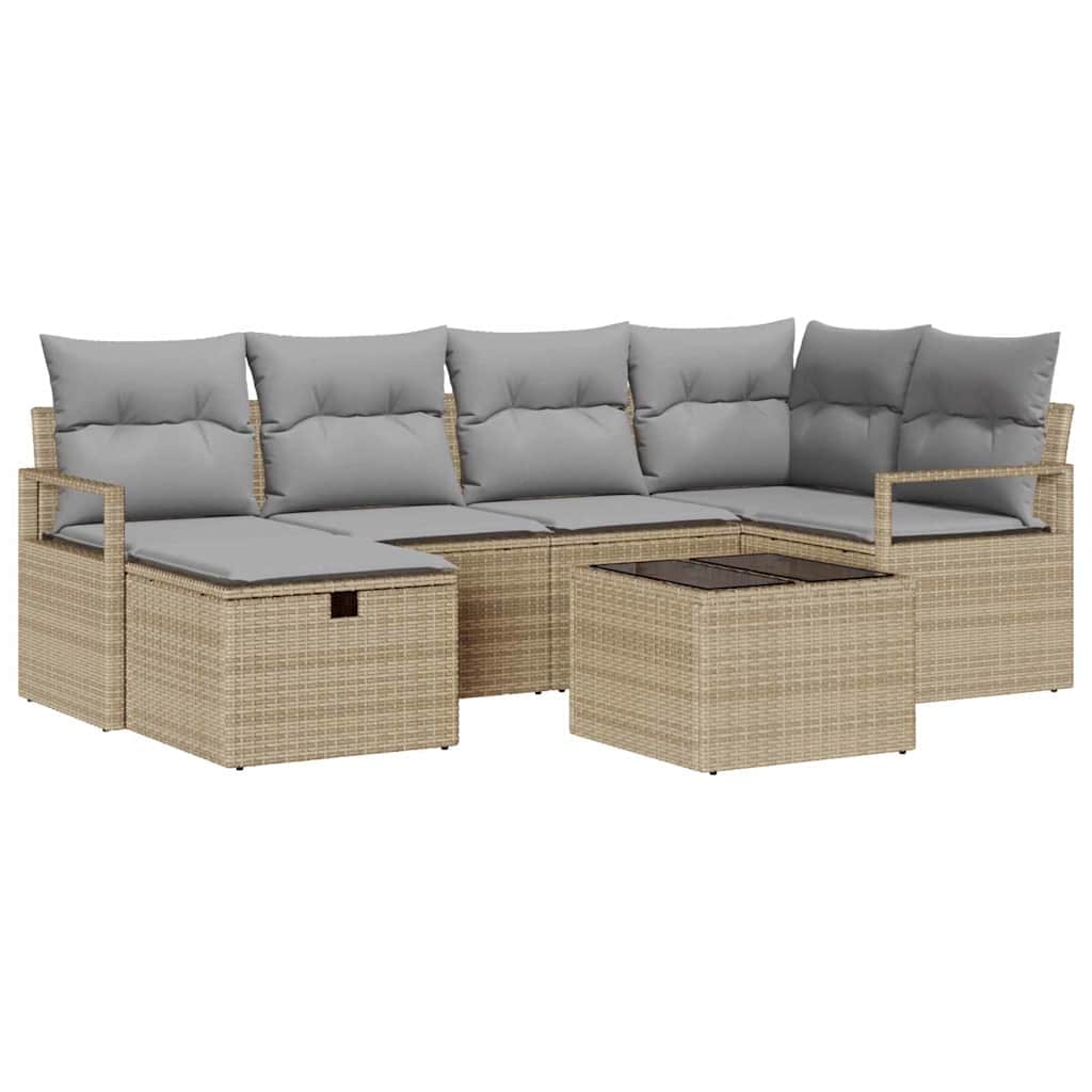 vidaXL Garten-Sofa-Set 7 pcs Beige und Hellgrau 232 x 122 x 85 cm