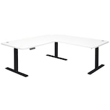 thumbnail of Eck-Schreibtisch HWC-D40, Computertisch elektrisch höhenverstellbar 178x178cm 84kg MVG ~ weiß, schwarz