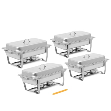 Royal Catering Scaldavivande - Set di 4 - GN 1/1 - 4 x 7,5 l - 4 contenitori di combustibile -