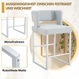 thumbnail of Barhocker Set 2 Stück mit PU Bezug Hellgrau+Silber 91x50x41 cm gepolsterter Sitz 8 cm, stabile Metallbeine, pflegeleicht und modern