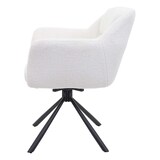 thumbnail of Lote de 6 sillas de comedor HWC-K33, silla de cocina silla, posición automática giratoria, tela/textil ~ bouclé-blanco