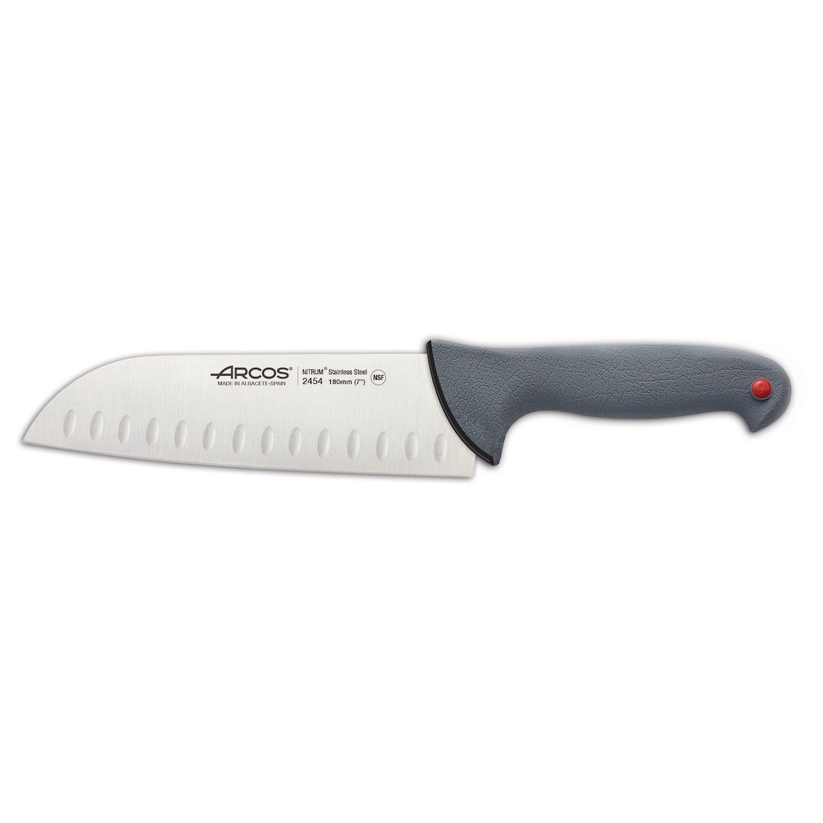 Arcos Serie Colour Proof - Santoku Mes - Lemmet Nitrum Roestvrij Staal 180 mm - Handgreep Polypropyleen Bedekt met Elastomeer Kleur Zwart