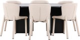 thumbnail of Strada Essgruppe Ausziehtisch Ø120cm, 170cm und 6 Stühle schwarz, beige.