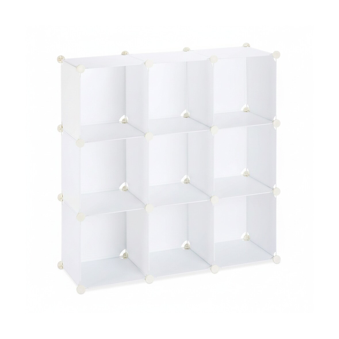 Relaxdays Regalsystem 9 Fächer, Raumteiler Kunststoff, Standregal offen, Badregal DIY, HBT: 95 x 95 x 32 cm, weiß