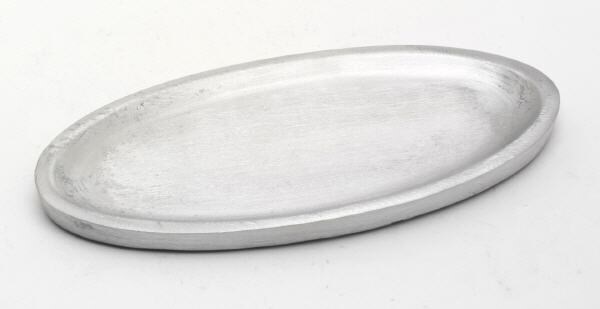 Kerzenteller oval 16 x 7 cm Aluminium Silber matt für Ovalkerzen, Ellipsen, Hochzeitskerzen