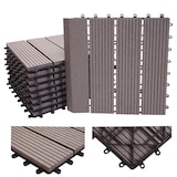 thumbnail of WPC Bodenfliese Rhone + Abschluss, Holzoptik Balkon/Terrasse, 11x je 30x30cm = 1qm Premium ~ grau linear senkrecht