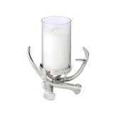 thumbnail of Kerzenhalter Blitu (Höhe 25 cm), mit Glas, Aluminium vernickelt, für Stumpenkerze ø 8 cm
