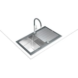 thumbnail of TEKA Diamond Glas-Einbauspüle mit einem Becken und Abtropffläche, reversibel, R15 Radius, Glas Grau, Edelstahl poliert 115100021