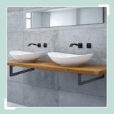 thumbnail of Relaxdays Wandkonsole, 2er Set, 40 cm, Stahl, Regalhalter für Waschtisch & Wandregal, rechteckige Regalkonsole, weiß