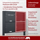 thumbnail of AL Briefkastensysteme 8 Fächer Premium Stand Briefkasten Anlage in RAL 7016 Anthrazit Grau  Post A4, robust, wetterfest, Artikelnummer: 331P8S2P7016