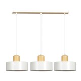 thumbnail of Sospensione Nordica 3 Luci Surya In Acciaio Bianco E Legno