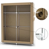 thumbnail of Intirilife Faltschrank 108x170x45 cm in CRÈME BEIGE - mit Reißverschluss Stoffschrank Kleiderschrank mit Kleiderstange, Fächern und Seitentasche