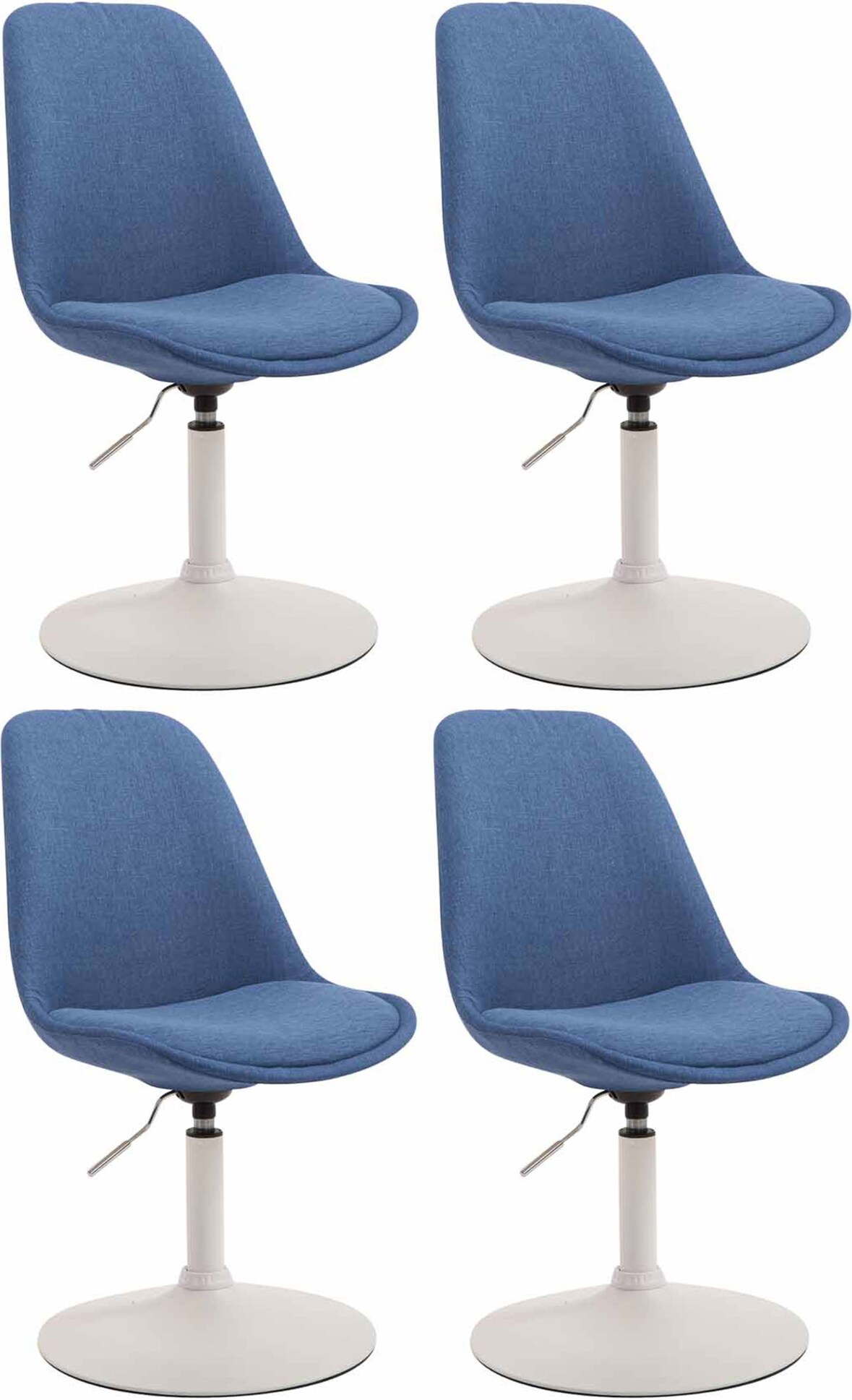 4er Set Esszimmerstühle Maverick Stoff blau/weiß