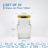 thumbnail of 20x Tarro de Cristal Cuadrado para Especias 150 ml con Tapa - Frascos de Almacenamiento para Cocina - Especias, Mermelada, Yogur
