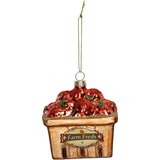thumbnail of Christbaumschmuck Glas 8,3cm Erdbeeren Box Figur Handbemalt mit Glitzer Weihnachtsbaum Anhänger Christbaumanhänger Weihnachtsbaumschmuck Hellbraun Rot
