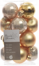 thumbnail of Weihnachtsbaumkugeln Glas Ø 3,5 cm 16 Stück perle gold