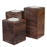 thumbnail of Set de 3 portavelas de té S+M+L HWC-C58, soporte para velas de té, aspecto desgastado vintage ~ marrón