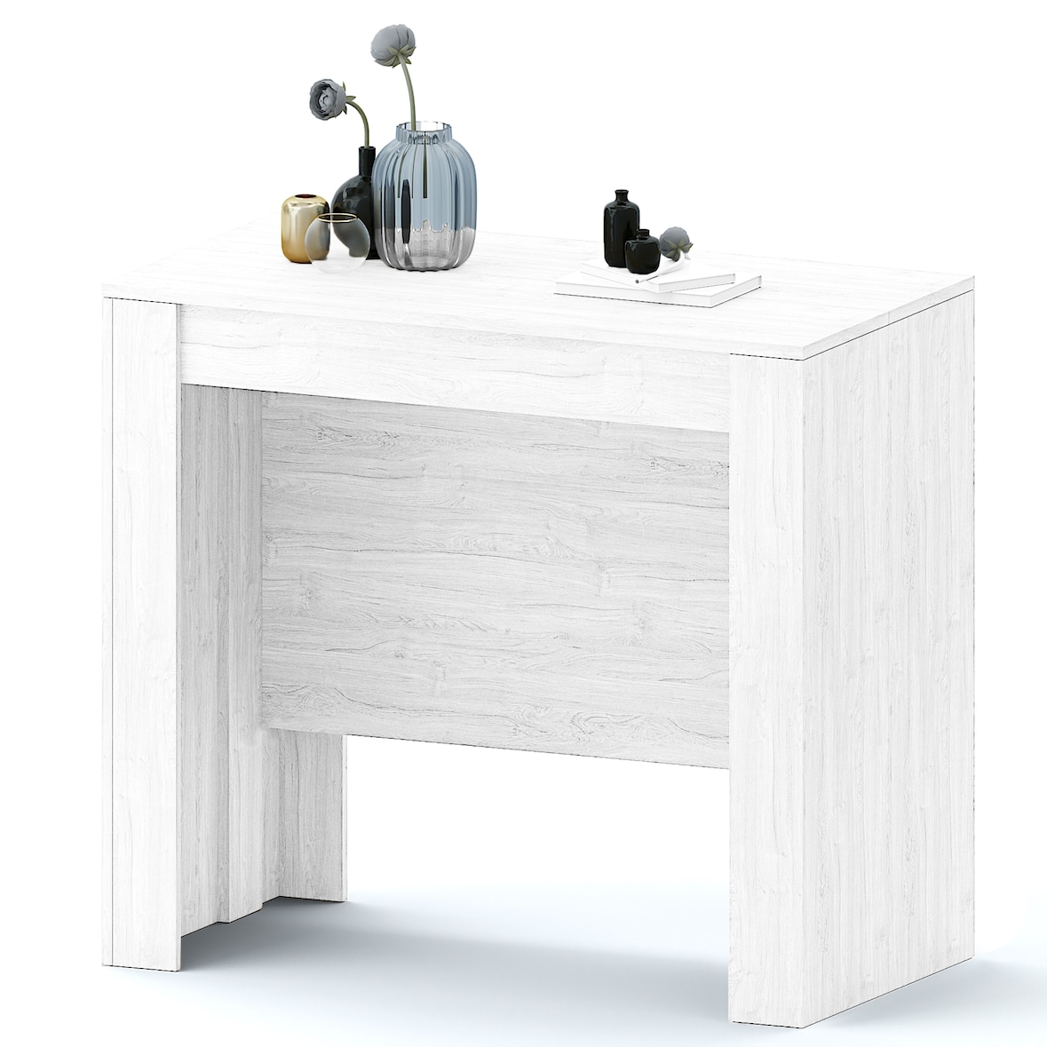 Tavolo Consolle Allungabile Fino A 3 Metri 14 Posti Salvaspazio Multiposizione Design Moderno Elegante Casa Ufficio 78x51x 90 cm Bianco Frassino