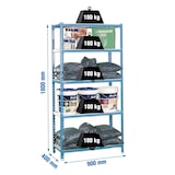 thumbnail of SimonRack Metallregal, 1800x900x400 mm, 5 Ebenen, Metallboden, 180 kg Biegepunkt, Blau/Weiss - Simonclick
