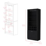 thumbnail of Mueble Bar Nebo en melamina con 4 estantes , 2 puertas , 10 portabotellas y 8 portacopas , negro , 190 cm  X 75 cm  X 36.5 cm