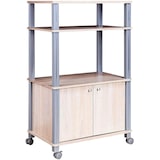 thumbnail of COSTWAY Magnetron Keukenrek met Wieltjes en 2 Deuren, Multifunctioneel en Flexibel