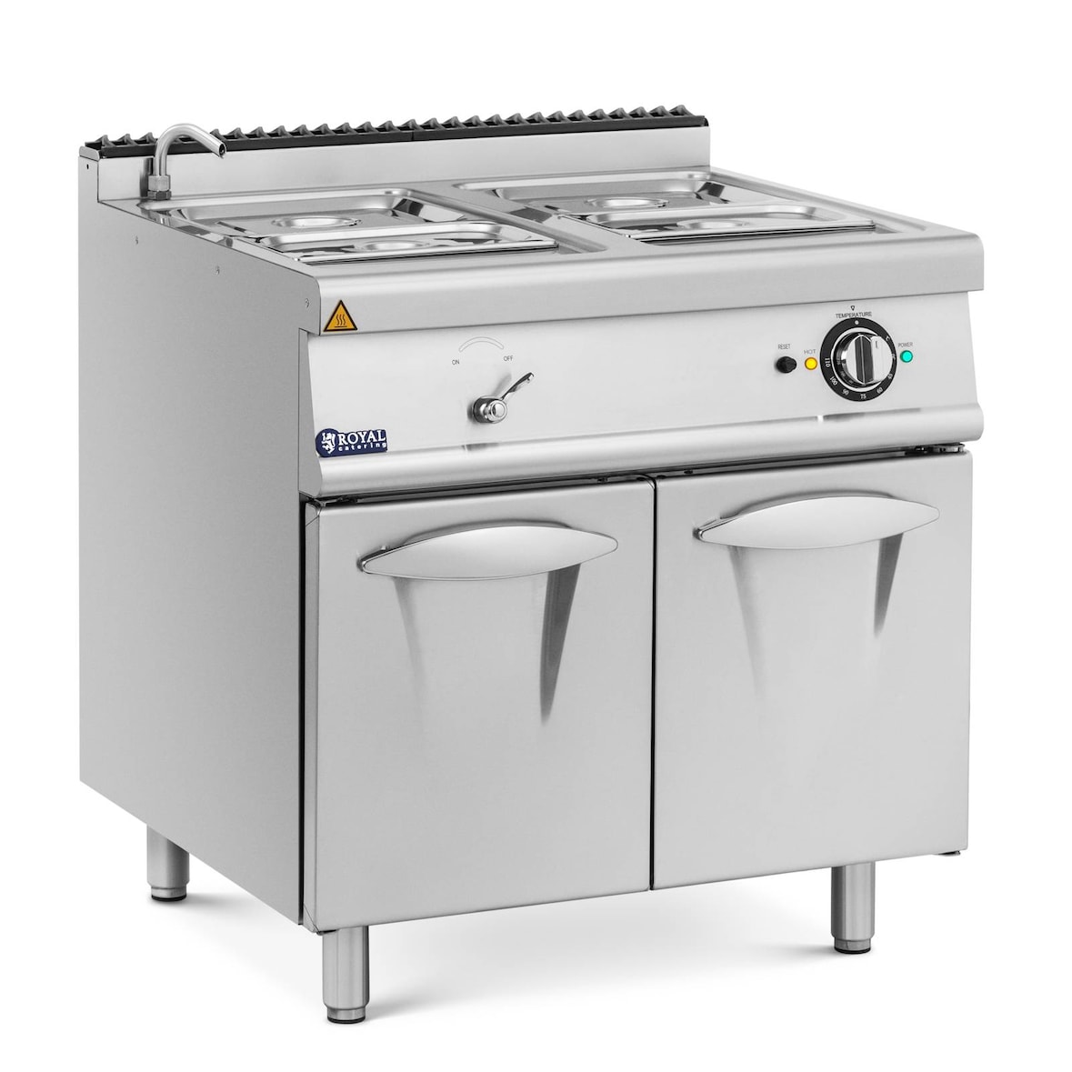 Royal Catering - Bain-Marie - 6000 W - 2 x GN 1/2 - 2 x GN 1/3 - Waterkraan - Onderkast (80 x 73 cm) -