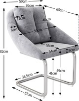 thumbnail of Esszimmerstuhl 2er Set Samt Grau 82x59x65 cm mit Drehfunktion Kissen Metallgestell ergonomisch modern für Wohn und Essbereich