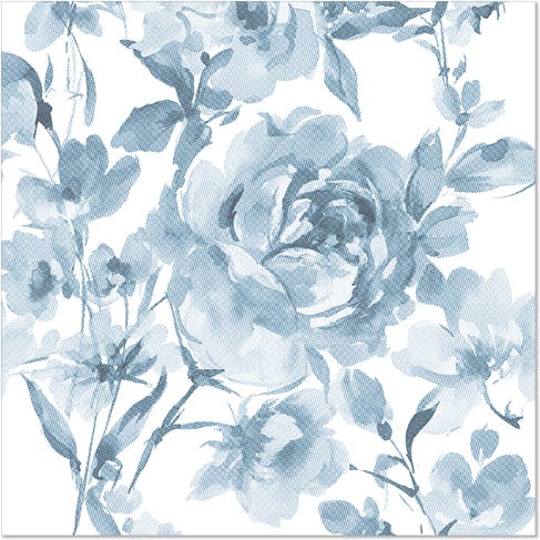 250 Servietten ROYAL Collection 1/4-Falz 40 cm x 40 cm blau Rose