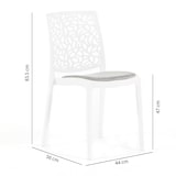 thumbnail of Set de 6 sillas de polipropileno con cojín, apilables, diseño moderno para cocina, comedor, bar o restaurante – Anna – Blanco/Gris