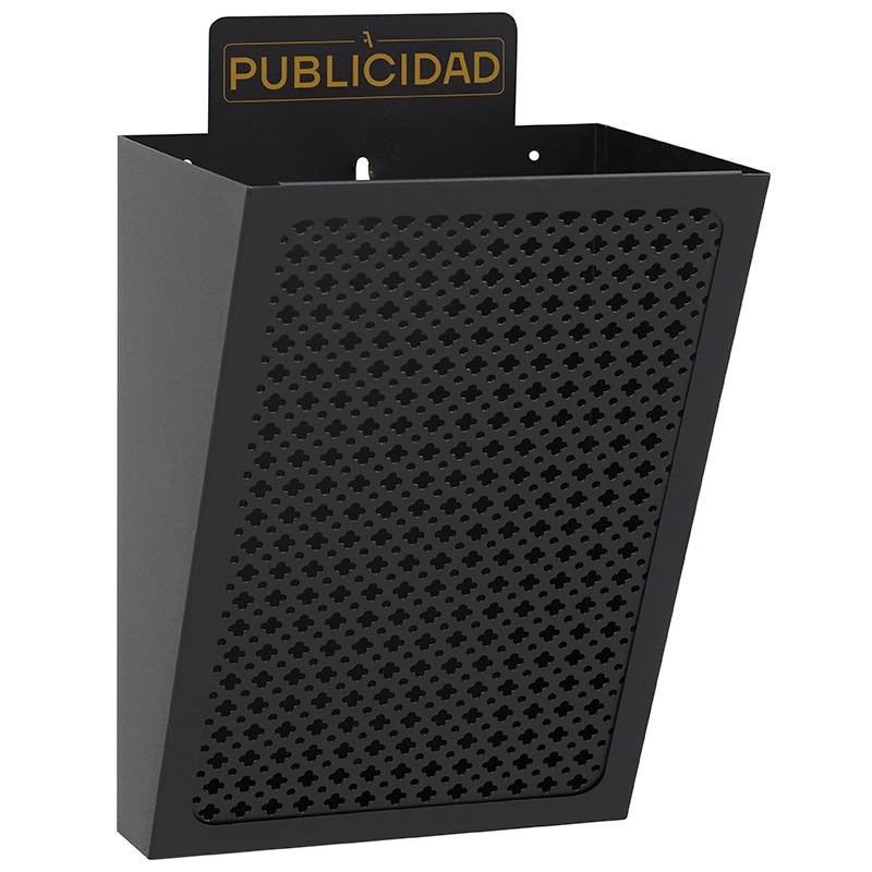 ARREGUI E2301 Cestino pubblicitario in acciaio, 7,5 L, corpo e griglia neri, colore nero