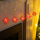 thumbnail of LED Lichterkette Sterne rot 5 warm weiße LEDs 6 cm Ø Timer