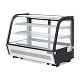 thumbnail of Vitrina refrigerada con 2 puertas, 2 estantes, acero inoxidable/cristal, 68.6x69.6x56.8 cm, refrigeración por aire, 160L, negra/plateada, Polar CD230