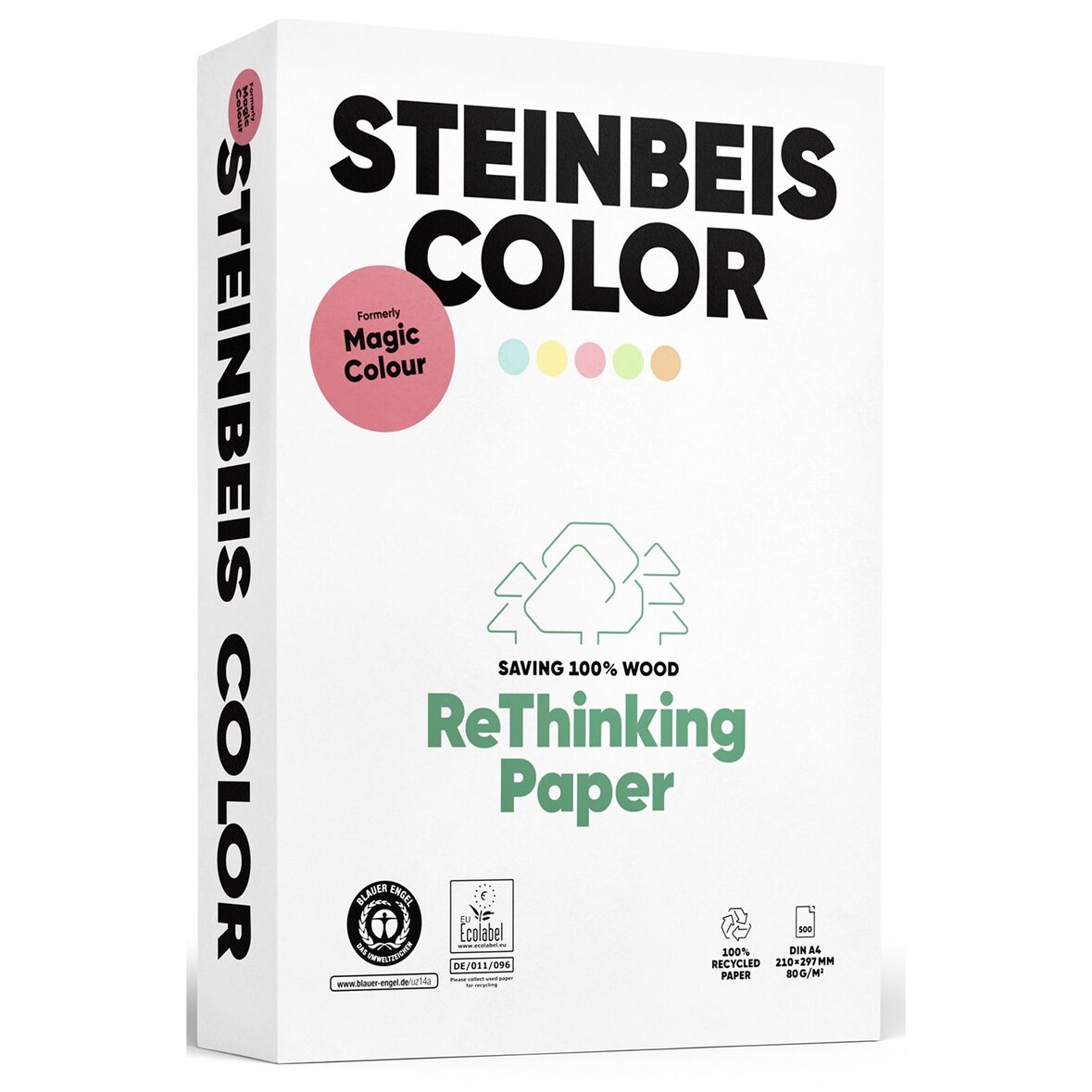 Steinbeis 5220 080 10 24 1 Magic Colour Recyclingpapier gelb, A4, 80g, 500 Blatt