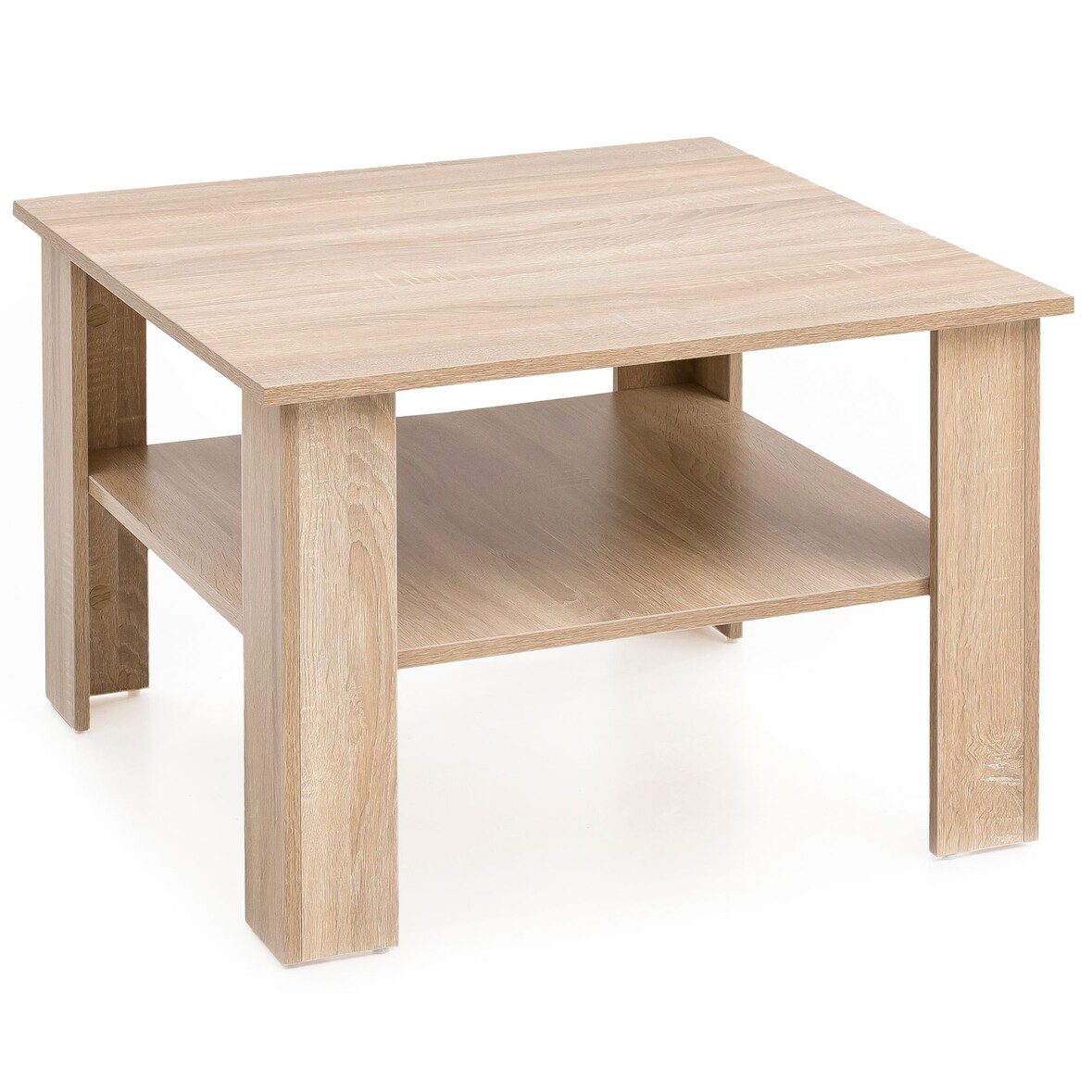 Couchtisch WL5.833 Sonoma Eiche 60x42x60 cm Design Holztisch mit Ablage, Wohnzimmertisch Coffee Table, Sofatisch Loungetisch Holz, Kaffeetisch