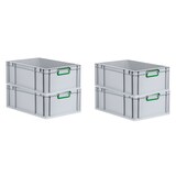 thumbnail of PROREGAL 4x Eurobox NextGen Color | HxBxT 22x40x60cm | 44 Liter | Griffe grün geschlossen | Verstärkter Boden | Eurobehälter