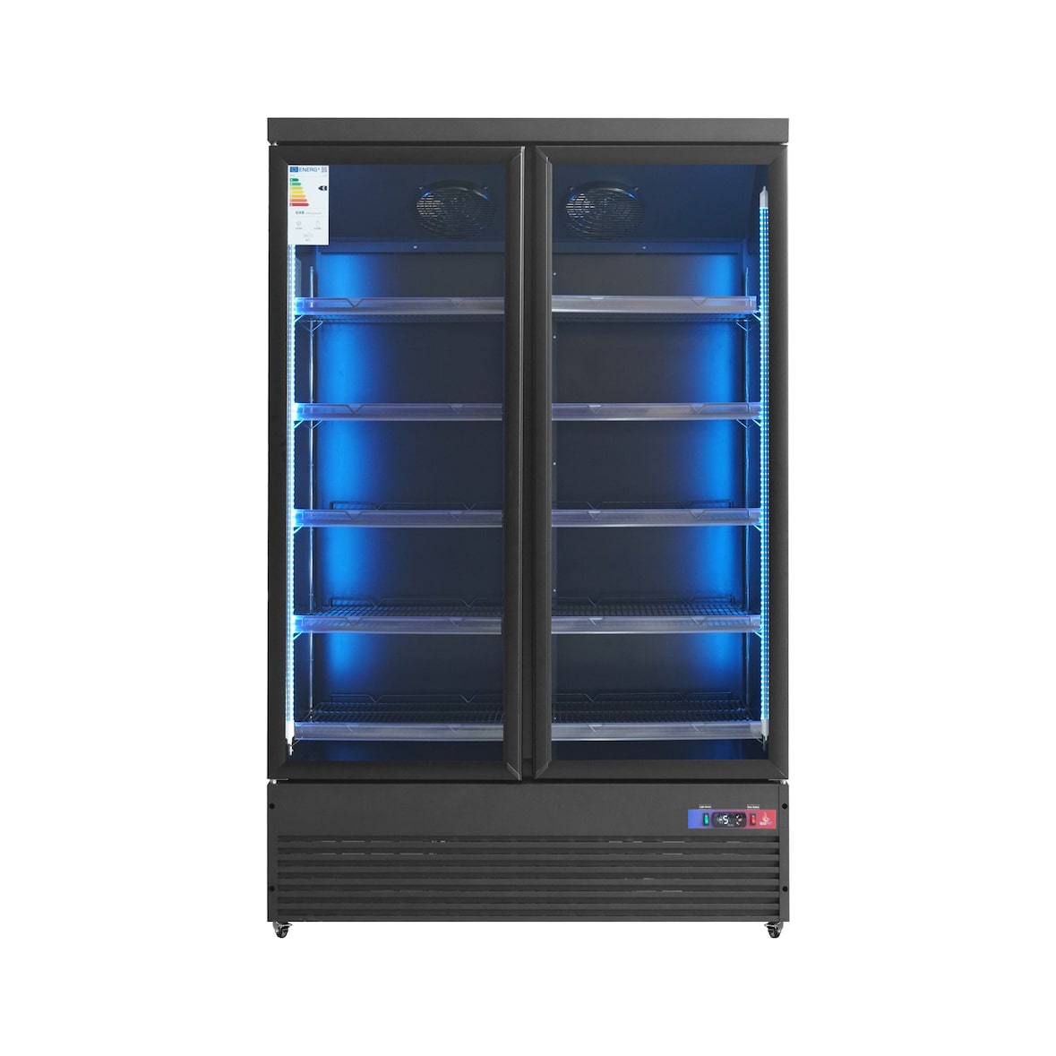 Gasfrit – Armário expositor refrigerado para bebidas 2 portas, 1253 x 750 x 2080 mm, 1300 l, iluminação LED multicolorida