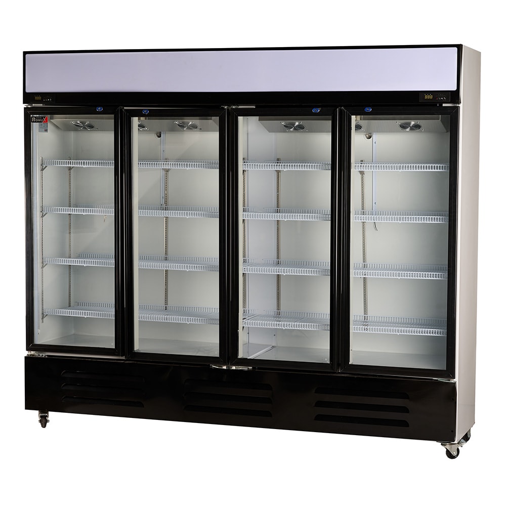 Romux® Armario Expositor Refrigerado 1300 Litros 4 Puertas Ventilado con Tiro Forzado | Frigorifico Profesional para Bebidas en Hostelería