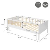 thumbnail of ML-Design Kinderbett 80x160 cm Weiß-Natur, Holzbett mit Lattenrost & Rausfallschutz, Jugendbett aus massivem Kiefernholz, Montessori Einzelbett