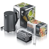 thumbnail of Arendo Frühstücksset, 6er Eierkocher SIXCOOK, 1,5L Edelstahl Wasserkocher, Grau