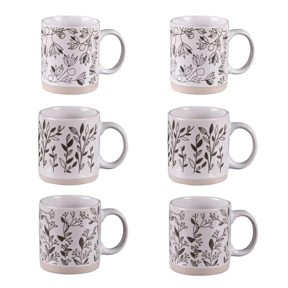Coffret de 6 tasses Bucolique 18 cl -  18.00 cl Blanc Rond Porcelaine Table Passion 10.00x7.00 cm