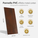 thumbnail of Panel decorativo con efecto de metal Corten oxidado, juego de 6 piezas, 120x60 cm, en PVC UV Ultra Slim