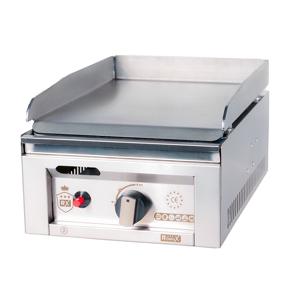 Romux® Piastra a Gas Professionale in Acciaio Inox 30 cm da Banco con Piastra da 4 mm per Riscaldamento Rapido con Termocoppia CE